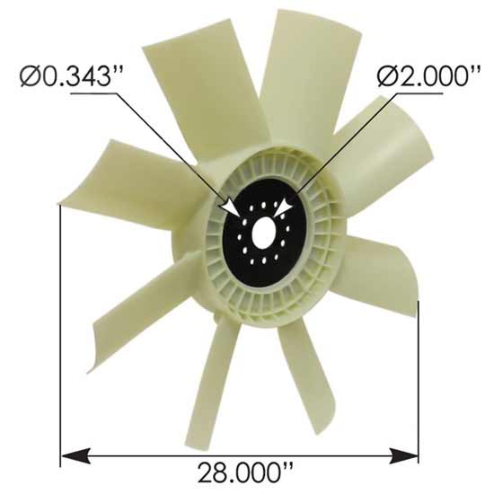 28 Inch Diameter 2 Inch Pilot Hole 8 Blade Fan Blade 4 State Trucks