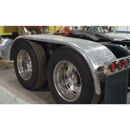 Single Polished Aluminum Rounded Edge Fender Peterbilt Kenworth Freigtliner 