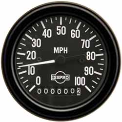 3.375 Inch Electric Speedometer 0-100 MPH W/ Odometer, Black Face, White Pointer, Black Bezel