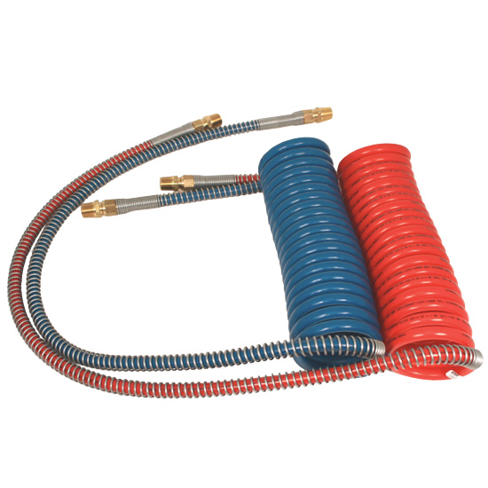Trailer Brake Euro America 15 RED and Blue Coil Coiled AIR LINE Hose Set 1/2 Fittings 