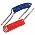 Nylon 15 Foot Red/Blue Coiled Air Hose Set W/ 12 Inch Leads